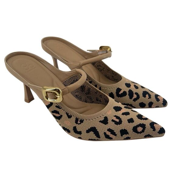 Cosy Island GraceLithe Leopard Knit Pointed Toe Heeled Mules Size 8.5, New - Picture 3 of 17